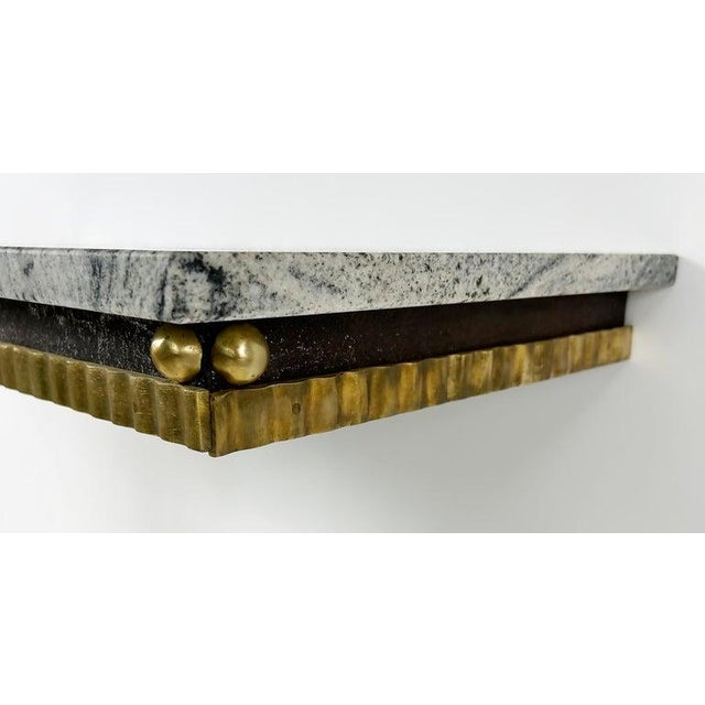 1930s Art Deco Wrought Iron, Brass, Marble Console Table, Subes Manner For Sale In Miami - Image 6 of 10