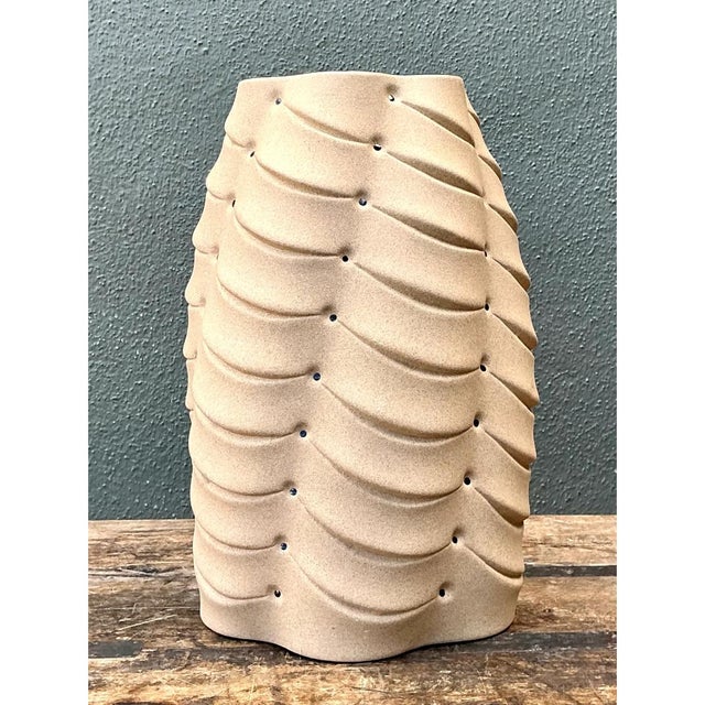 Vintage Sculptural Ceramic Vase With Crystal Points For Sale In West Palm - Image 6 of 12