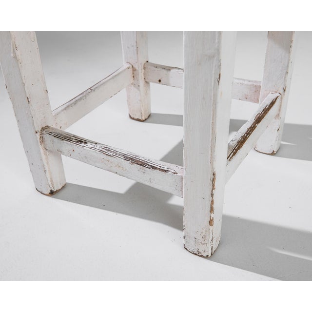 1900 - 1909 1900s Central European Wooden White Patinated Stool For Sale - Image 5 of 5