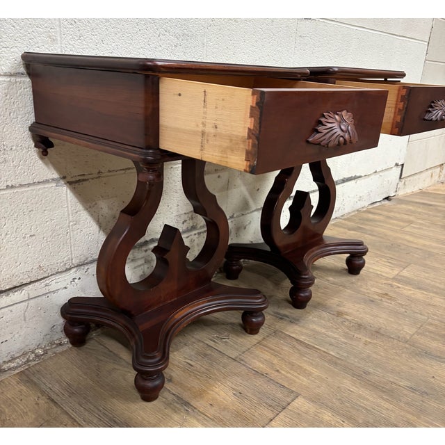 Vintage Lyre Base Nightstands Side Tables End Tables - Pair For Sale - Image 11 of 17
