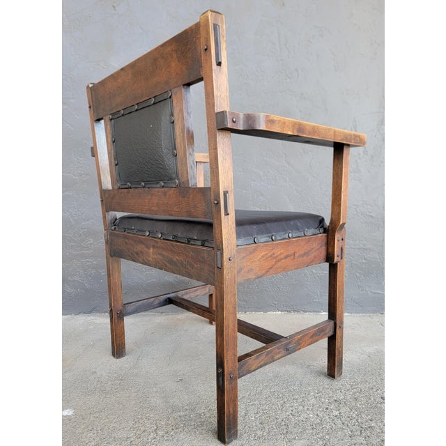 Arts & Crafts Mission / Arts & Crafts Armchair Circa. 1910 For Sale - Image 3 of 14