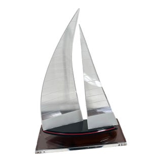 Postmodern Lucite Sailboat Sculpture – Architectural Nautical Object, Late 20th Century For Sale