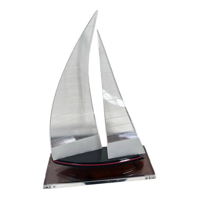 Postmodern Lucite Sailboat Sculpture – Architectural Nautical Object, Late 20th Century For Sale