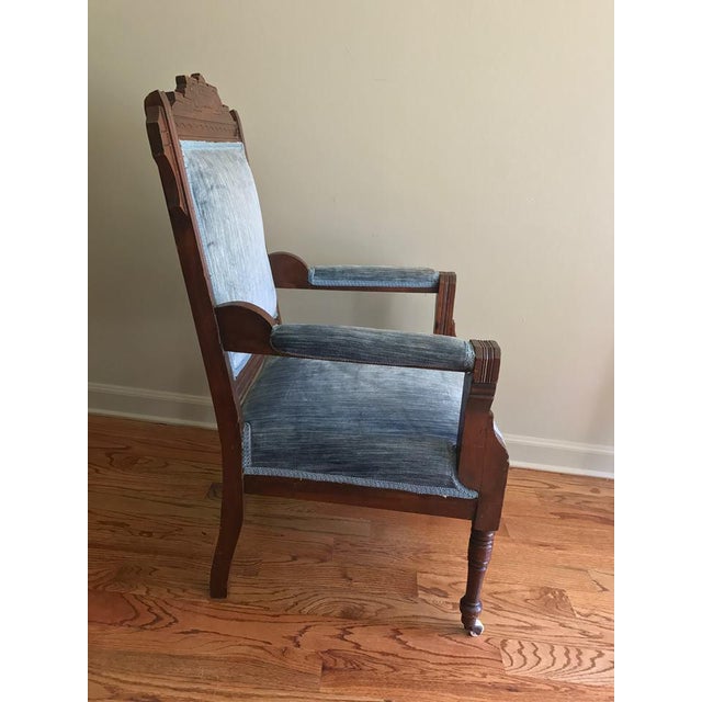 Blue Velvet Eastlake Chair Chairish