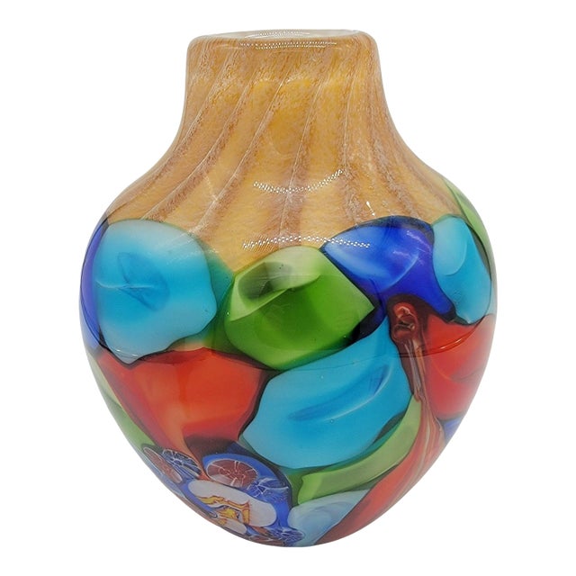 S Puccini Multicolor Murano Glass Art Vase For Sale