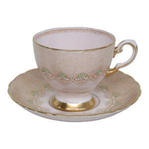 Tuscan England Iridescent Pink and Gold Teacup and Saucer Set 4507b