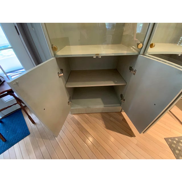Boho Chic 20th Century Bamboo Glass Door Cabinet For Sale - Image 3 of 11