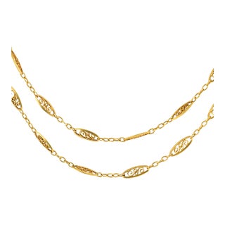19th Century Victorian 18k Yellow Gold Chain Necklace For Sale