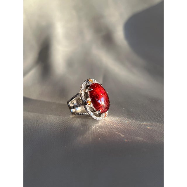 20 Carat Red Rubellite Tourmaline Cocktail Ring, Size 7 For Sale In Portland, OR - Image 6 of 10