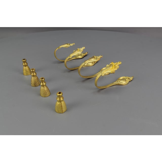French Louis XV Style Bronze Curtain Tiebacks and Cord Blind Pulls, 1890s, Set of 8 For Sale - Image 10 of 18