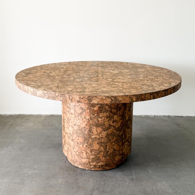 1970s Vintage MCM Round Cork Dining Table 70s For Sale - Image 5 of 10