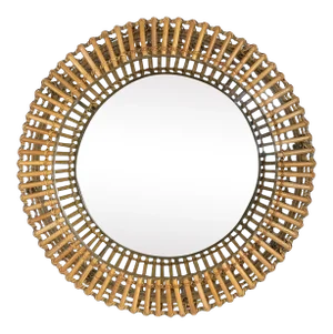 Vintage Round Rattan Mirror by Matt Carr for Umbra