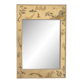 LaBarge Hand-Painted Chinoiserie Églomisé Wall Mirror, Model No. 1045 For Sale