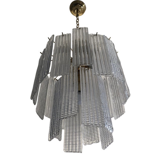 Italian Sputnik Murano Glass "Listelli" Chandelier For Sale