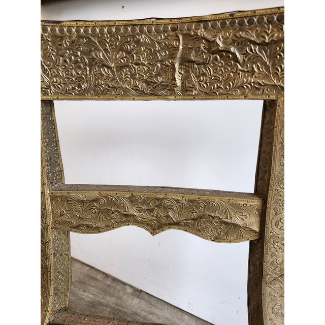 Vintage Regency Anglo-Indian Ram's Head Brass-Clad Wedding Side Chair For Sale - Image 11 of 18