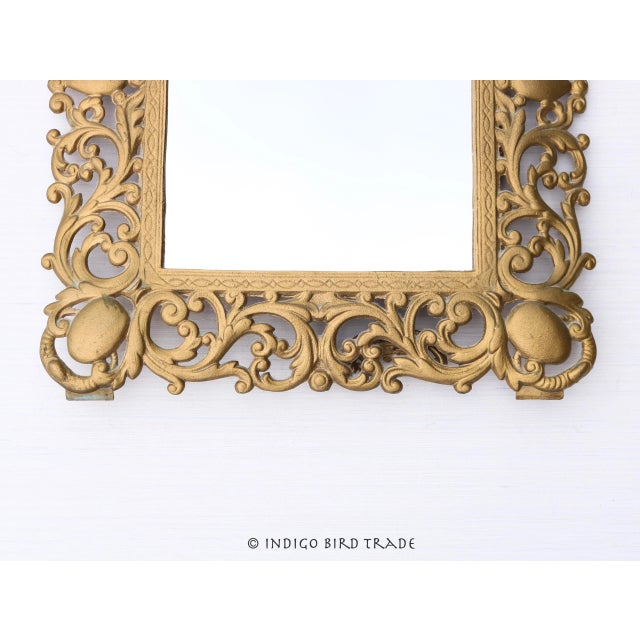 1800s Antique Cast Iron Ornate Wall or Vanity Tabletop Mirror For Sale - Image 4 of 7