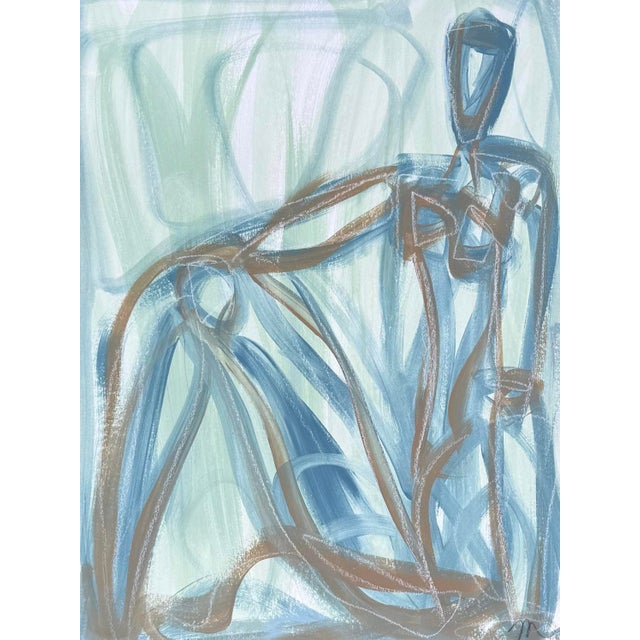 Abstract original gouache and watercolor Figure study on watercolor paper by Charleston artist Haley Mathewes.