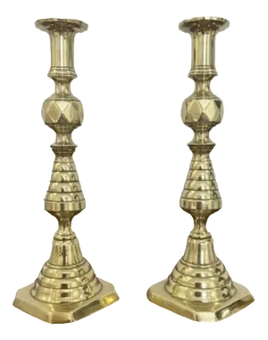Victorian Brass Candlesticks, 1860s, Set of 2