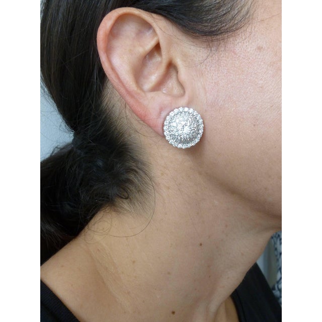 Italian 18 Karat Gold and Diamond Pierced Lever Back Dome Earrings - 2 Pieces For Sale - Image 9 of 12