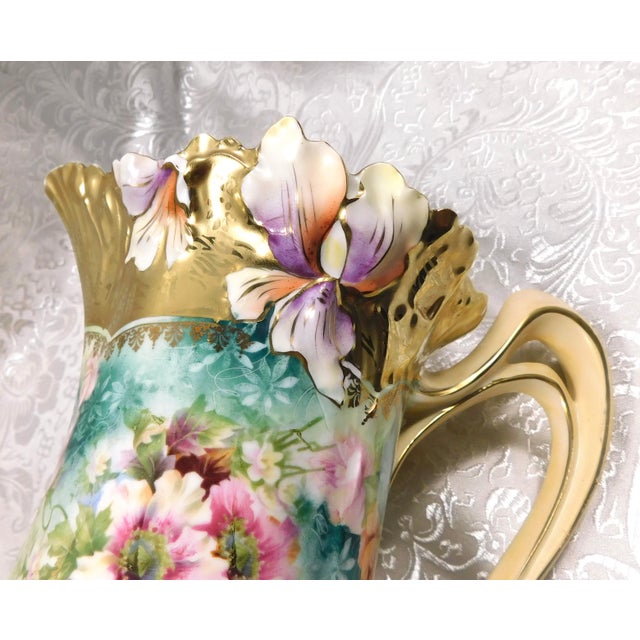 1940s 1940s Shaped Chocolate Pot With Dimensional Flower Details and No Lid For Sale - Image 5 of 8