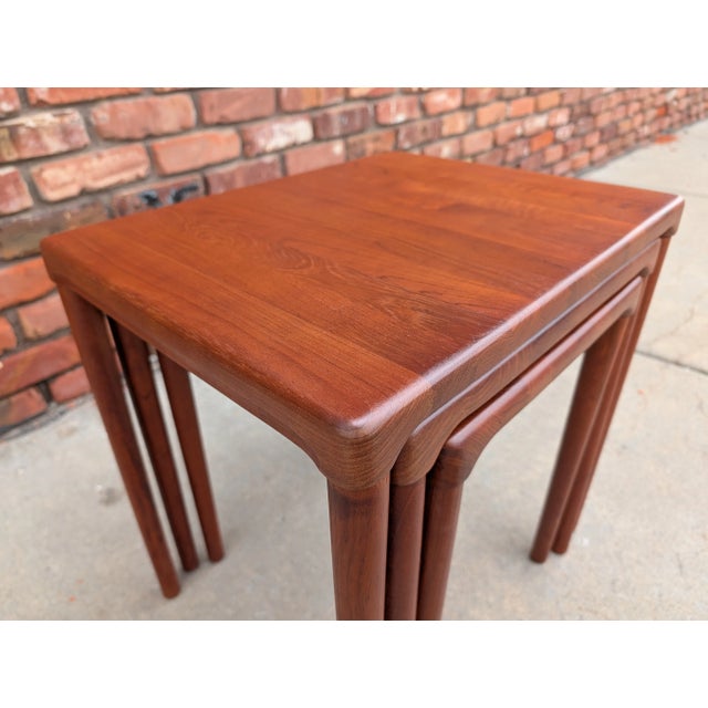 1960s Danish Teak Nesting Tables - Set of 3 For Sale - Image 4 of 11