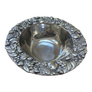 1990s Pewter Bowl With Decorative Trim For Sale