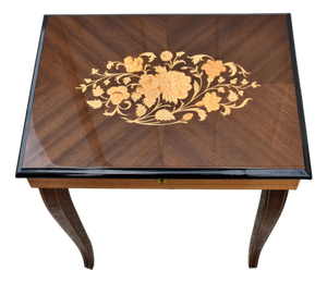 VTG.Sorrento Italian Inlaid Wood Music Box Table Jewelry Sewing Side Table