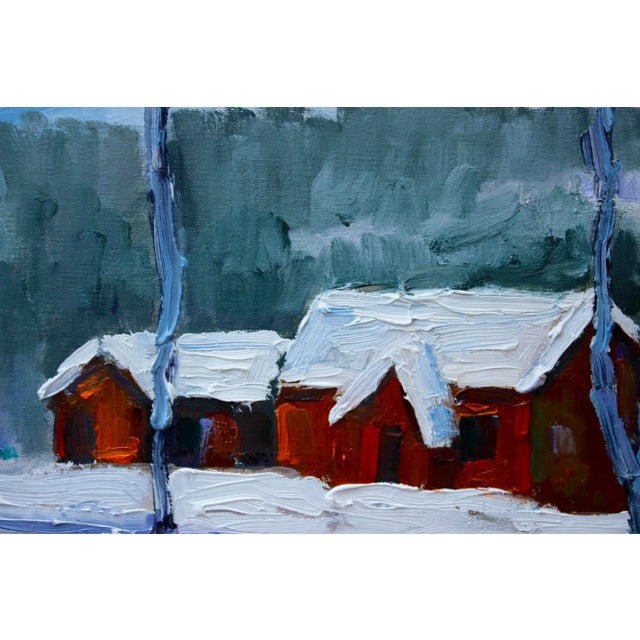 "Sorenson's in Winter" Contemporary Winter Landscape Oil Painting For Sale - Image 4 of 12