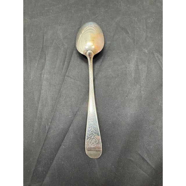 Antique Stieff Rose Sterling Silver 5.875" Flat Handle Teaspoons Set 12 Monogram For Sale In New York - Image 6 of 12