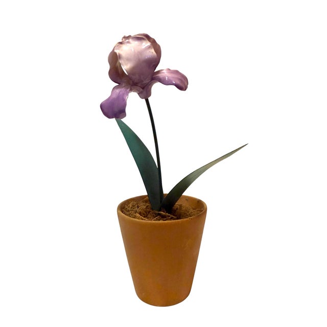 Late 20th Century French Porcelain Flower in Terracotta Pot For Sale - Image 5 of 11
