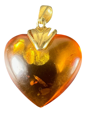 Large Vintage French Puffy Heart Charm Pendant in 18 Karat Yellow Gold, 1960s