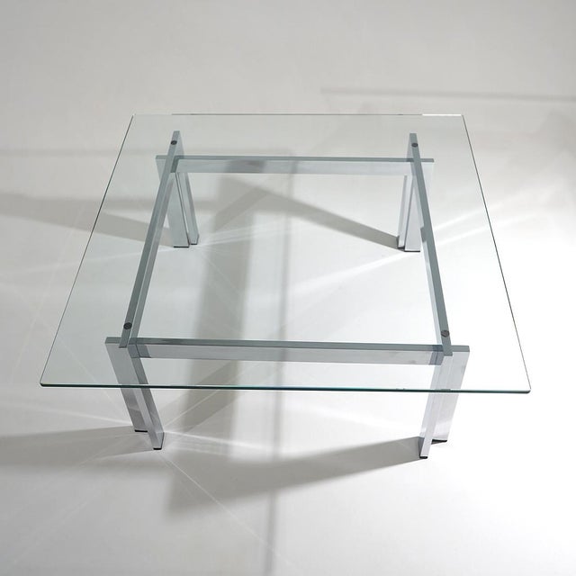 Square Coffee Table in Glass and Steel, 1970s For Sale - Image 6 of 12