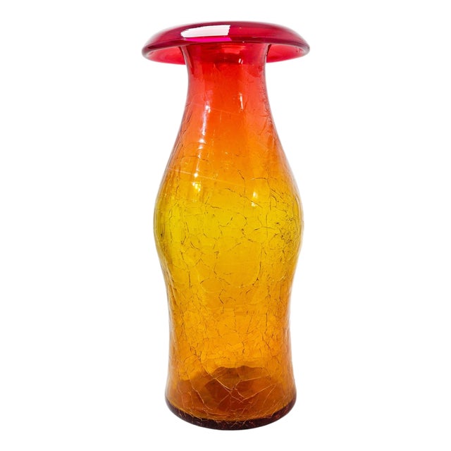 Mid-Century Modern Mandarin Glass Vase by Joel Philip Myerc for Blenco, 1960s For Sale