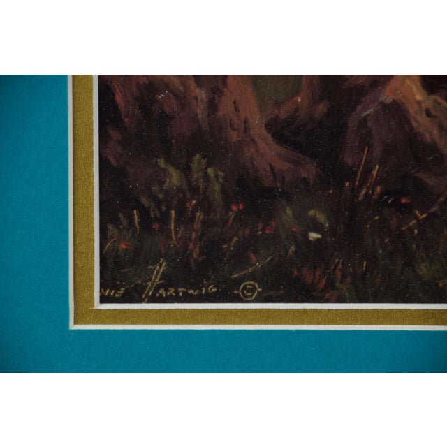 Late 20th Century Native American Camp by a Lake & Waterfall, Limited Edition Signed Hartwig Print For Sale - Image 5 of 7