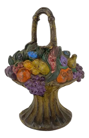 Antique Cast Iron Fruit Basket Door Stop