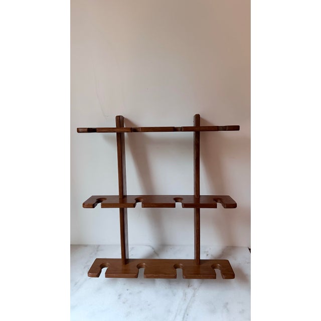 Vintage Mid-Century Teak Wine Glass Rack – Wall Mounted 12-Stemware Holder For Sale - Image 4 of 11