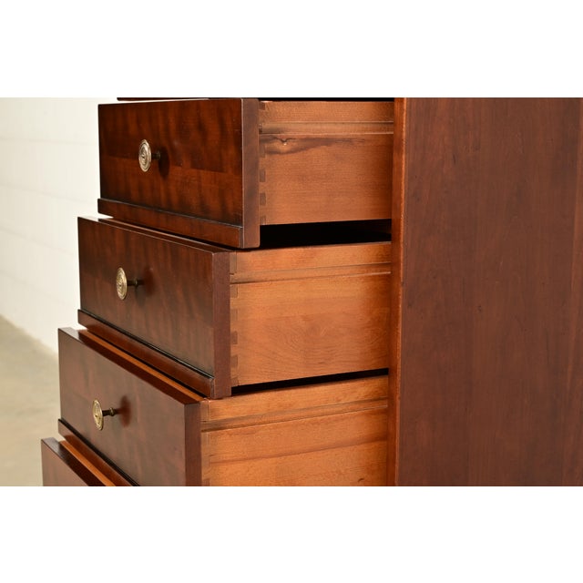 Brown Grange French Louis Philippe Solid Cherry Wood Highboy Dresser or Semainier For Sale - Image 8 of 14