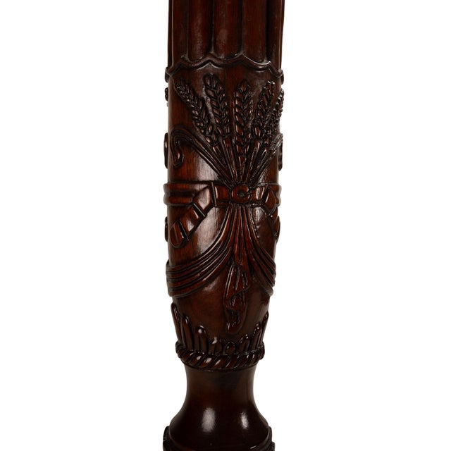 1980s Councill Furniture Georgian Rice Carved Mahogany Queen Size Poster Bed For Sale - Image 9 of 12