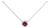 .925 Sterling Silver 7MM Bezel Set Created Red Ruby Pendant Necklace - 18" Inches For Sale