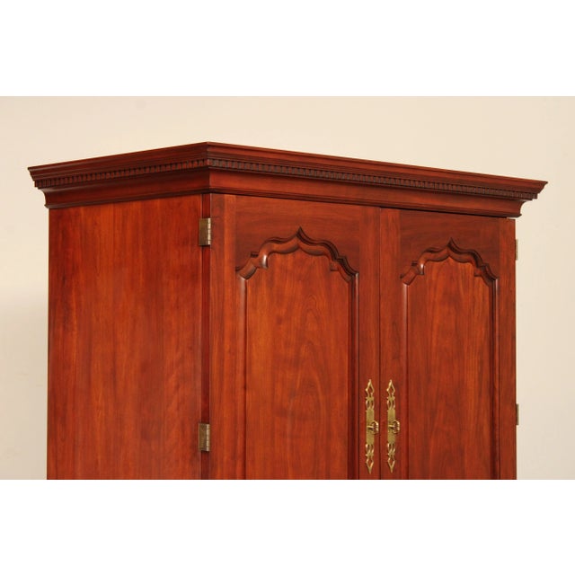 Brown Early 21st Century Henkel Harris Chippendale Style Cherry Media Armoire For Sale - Image 8 of 13