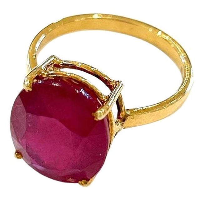 Bochic "Orient" Vintage Oval Shape Ruby Ring - 18K Gold & Silver For Sale - Image 15 of 18