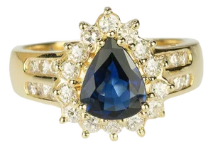 Late 20th Century Pear Shape Sapphire Ring, Size 7.5