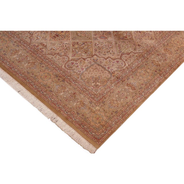 Shabby Chic Elegant Gulab Pak-Persian Gold/Green Wool Rug - 8'2'' X 9'11'' For Sale - Image 3 of 9