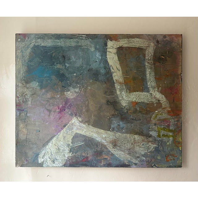 A contemporary and modern abstract painting on canvas by Artist Roderick Coles, titled "The Centaur Sulks". The surface of...