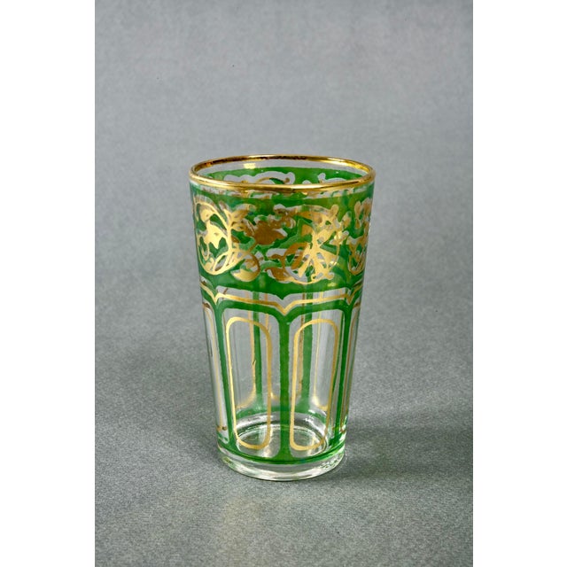 French Crystal Green Gilded Tumblers, 1910s, Set of 12 For Sale - Image 3 of 8