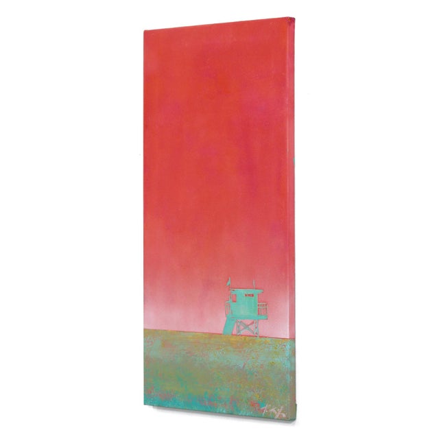 Abstract Pink Pacific - Original Coastal Landscape Acrylic Painting on Canvas by Kathleen Keifer For Sale - Image 3 of 9