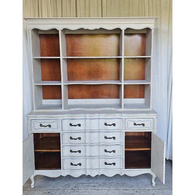 Mahogany Hutch, 2 Piece Cabinet Hutch, Circa 1940s/50's For Sale - Image 4 of 14