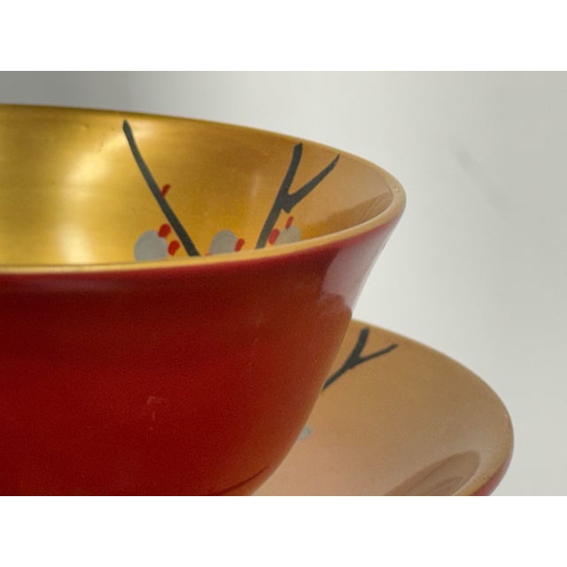 Japanese Botanical Bowls & Plates, Set of Eight For Sale - Image 10 of 12