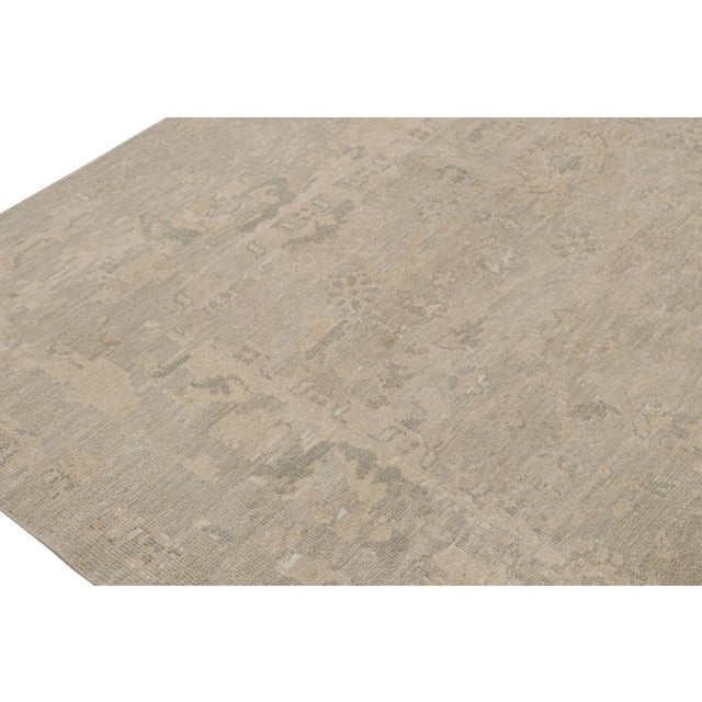 Rug & Kilim’s Oushak Style Rug With Taupe, Beige and Gray Floral Patterns For Sale In New York - Image 6 of 7