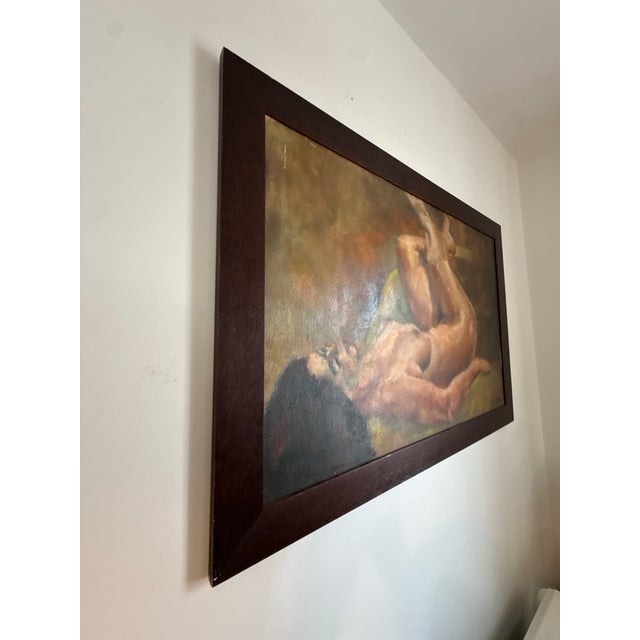 Mid-Century Modern Vintage Thelma Thal Signed Mid-Century Modernist Nude Oil Painting For Sale - Image 3 of 6